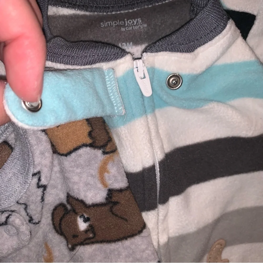 Simple Joys Carters Zip Up Snuggly Warm Fleece Sleeper Suits Footie Pajamas 12M - Picture 6 of 8